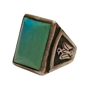 Vintage Thunderbird Mid-Century Men's  Turquoise Sterling Ring